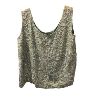 Vintage 60's Alexander's Wool Beaded Fringe Sequins Formal Top Size 40 Embroider